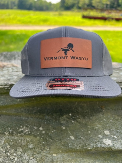 Vermont Wagyu Leather Patch Trucker Hats - Gray